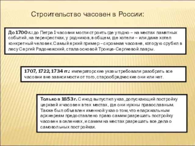 Строительство часовен в России: До 1700 г.: до Петра 1