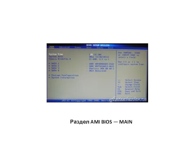 Раздел AMI BIOS — MAIN