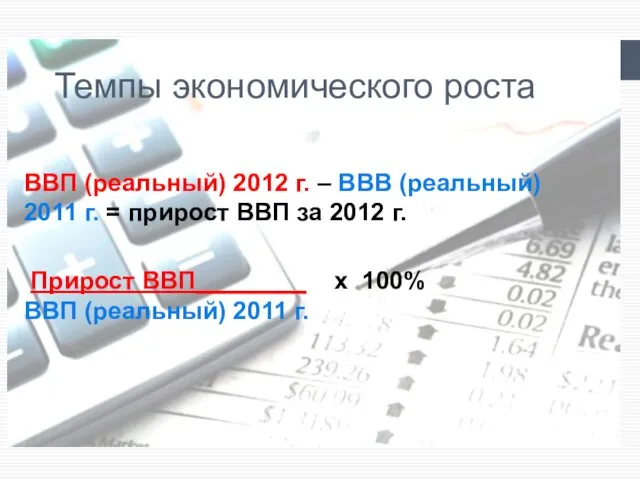 Темпы экономического роста ВВП (реальный) 2012 г. – ВВВ (реальный)