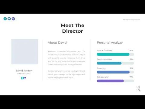 Personal Analyze: David Jordan Creative Director About David Collaboration 77%