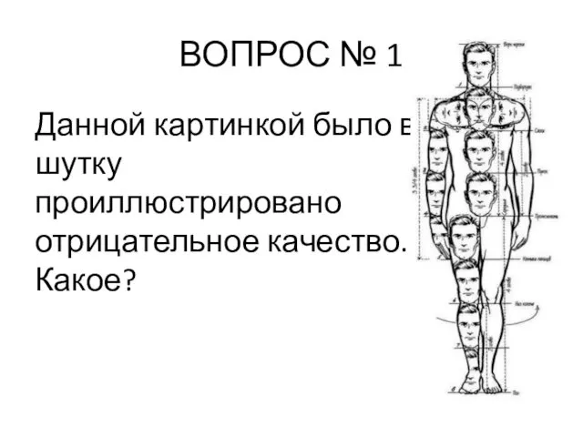 ВОПРОС № 1 Данной картинкой было в шутку проиллюстрировано отрицательное качество. Какое?