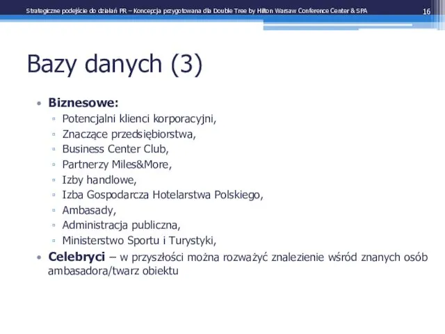 Bazy danych (3) Biznesowe: Potencjalni klienci korporacyjni, Znaczące przedsiębiorstwa, Business