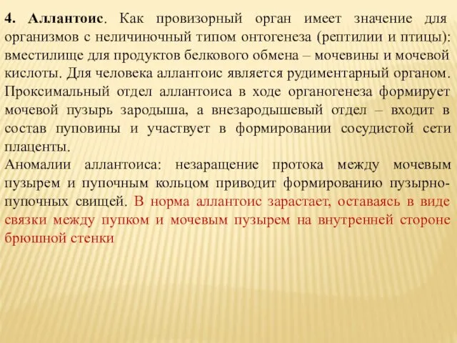 4. Аллантоис. Как провизорный орган имеет значение для организмов с неличиночный типом онтогенеза