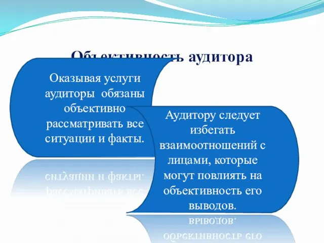 Объективность аудитора Оказывая услуги аудиторы обязаны объективно рассматривать все ситуации