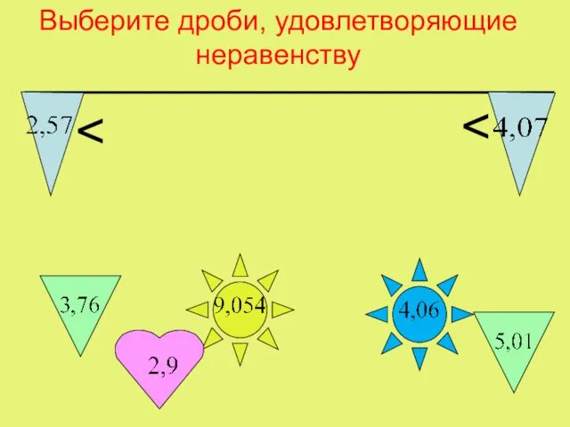 Выберите дроби, удовлетворяющие неравенству