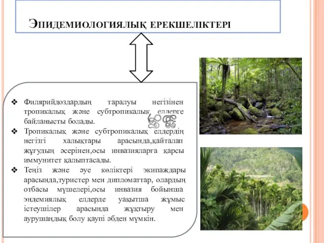 Эпидемиологиялық ерекшеліктері Филярийдоздардың таралуы негізінен тропикалық және субтропикалық елдерге байланысты