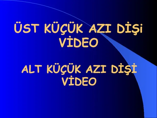 ÜST KÜÇÜK AZI DİŞi VİDEO ALT KÜÇÜK AZI DİŞİ VİDEO