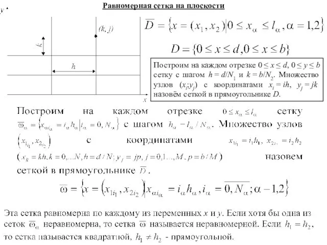 Равномерная сетка на плоскости Построим на каждом отрезке 0 ≤