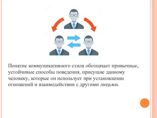 Понятие коммуникативного стиля обозначает привычные, устойчивые способы поведения, присущие данному