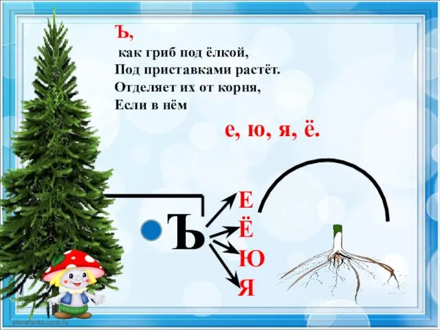 Ъ Е Ё Ю Я Ъ, как гриб под ёлкой,