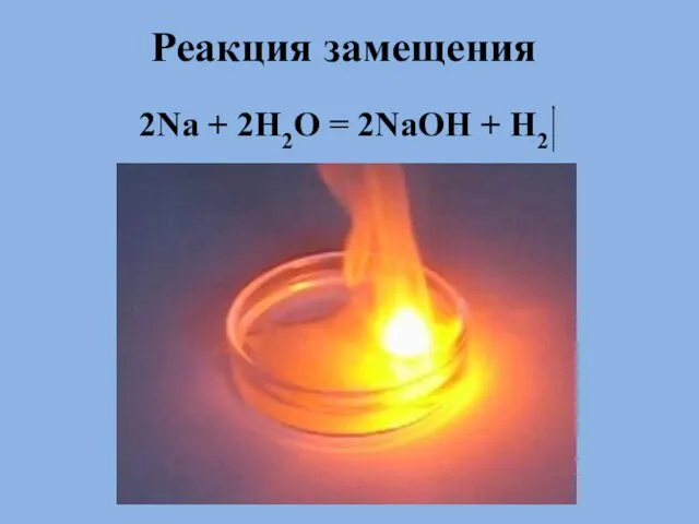 . Реакция замещения 2Na + 2H2O = 2NaOH + H2