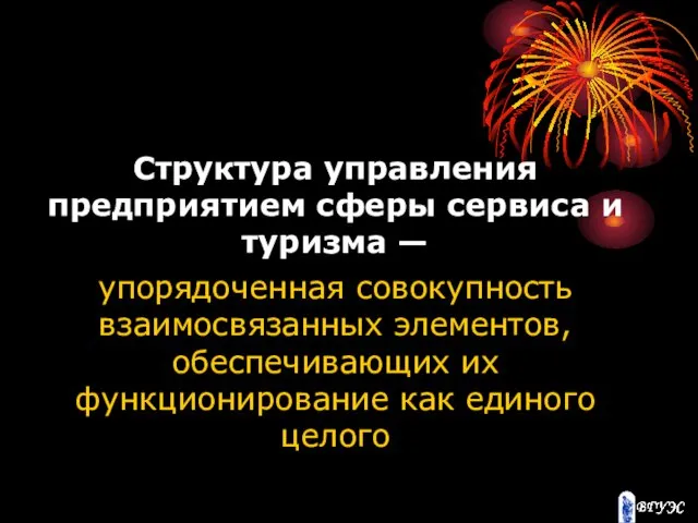 Структура управления предприятием сферы сервиса и туризма — упорядоченная совокупность