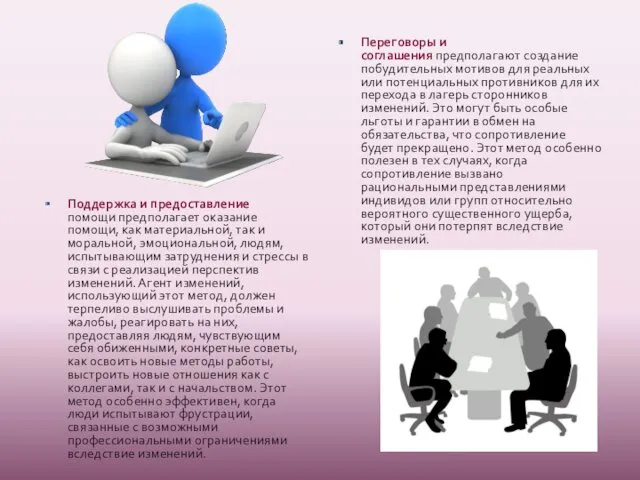 Поддержка и предоставление помощи предполагает оказание помощи, как материальной, так