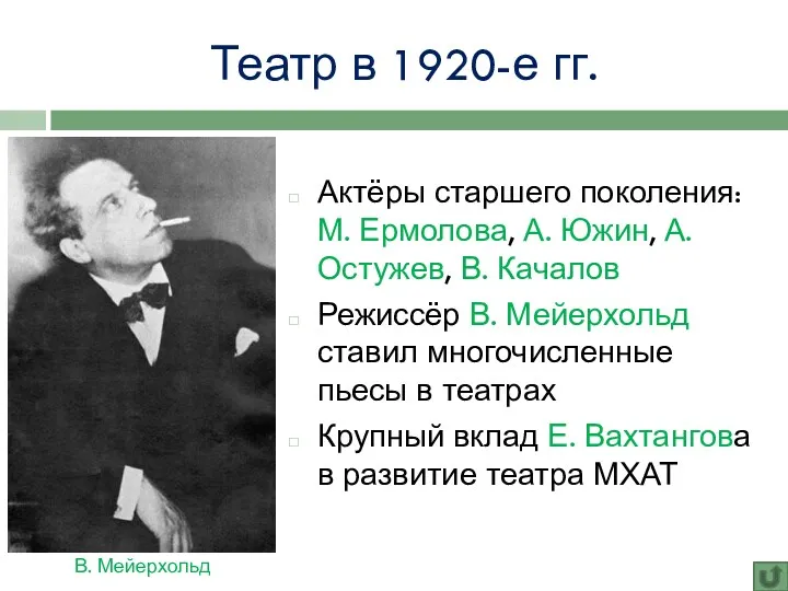 Театр в 1920-е гг. Актёры старшего поколения: М. Ермолова, А.