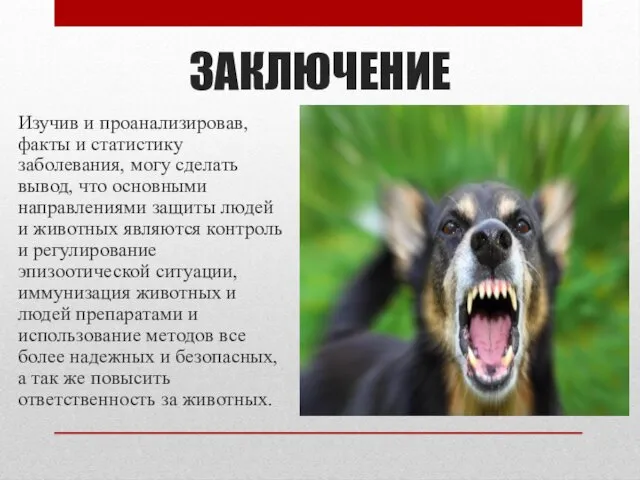 ЗАКЛЮЧЕНИЕ Изучив и проанализировав, факты и статистику заболевания, могу сделать