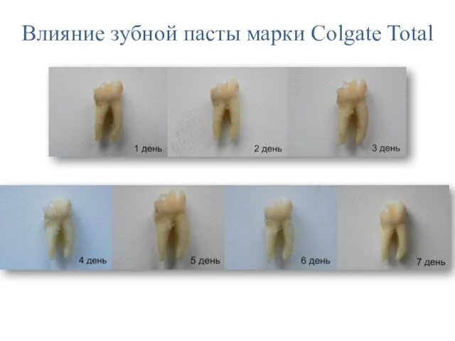 Влияние зубной пасты марки Colgate Total