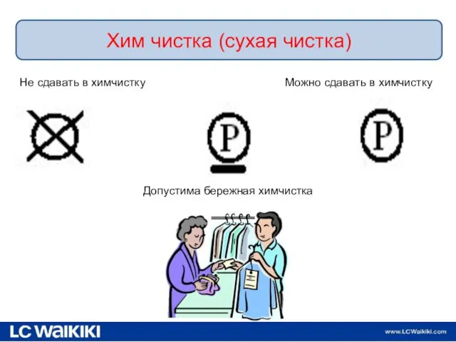 09.11.2016 Хим чистка (сухая чистка) Не сдавать в химчистку Можно сдавать в химчистку Допустима бережная химчистка