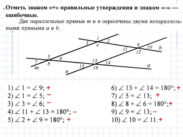 + – – – + + + + – +