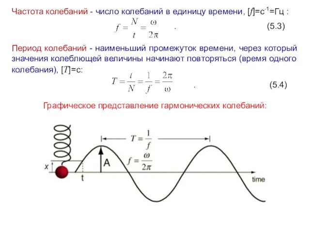 Частота колебаний - число колебаний в единицу времени, [f]=c-1=Гц :