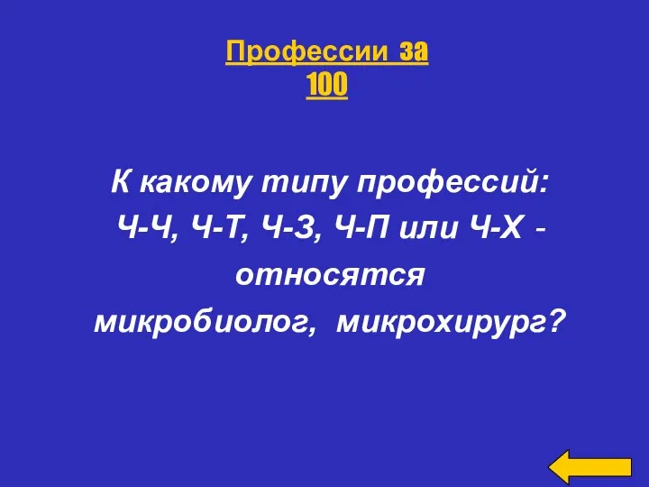 К какому типу профессий: Ч-Ч, Ч-Т, Ч-З, Ч-П или Ч-Х