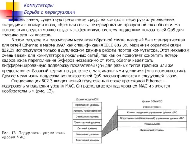 Коммутаторы Борьба с перегрузками Как мы знаем, существуют различные средства