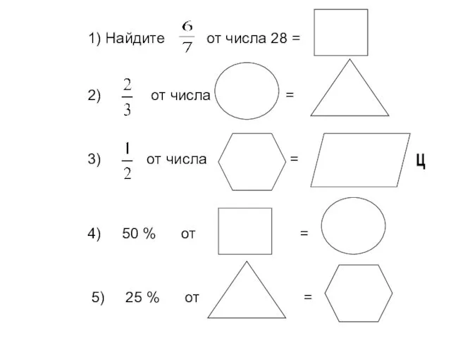 1) Найдите от числа 28 = 2) от числа =