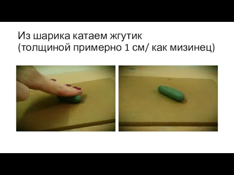 Из шарика катаем жгутик (толщиной примерно 1 см/ как мизинец)