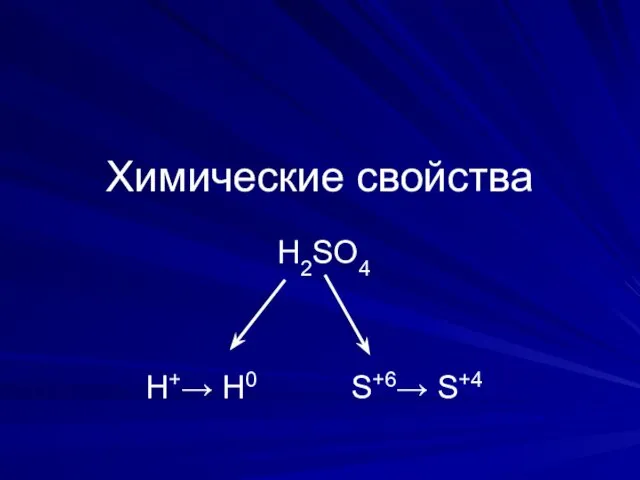 Химические свойства H2SO4 H+→ H0 S+6→ S+4