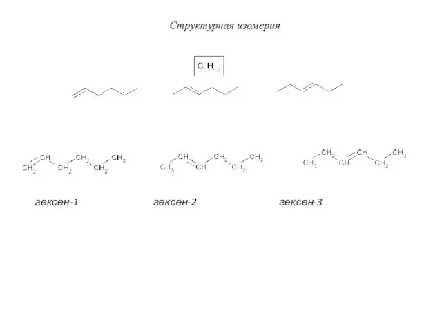 Структурная изомерия гексен-1 гексен-2 гексен-3