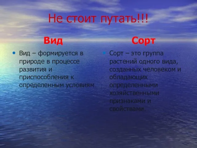 Не стоит путать!!! Вид Вид – формируется в природе в