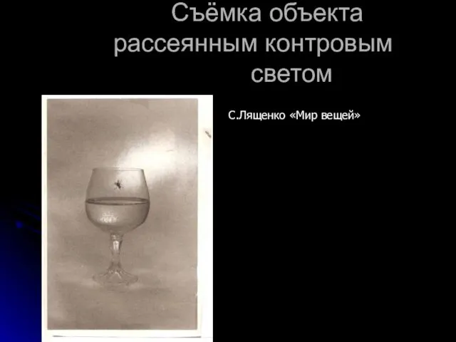 Съёмка объекта рассеянным контровым светом С.Лященко «Мир вещей»