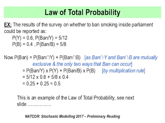 Law of Total Probability EX: The results of the survey