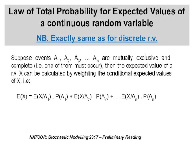 Law of Total Probability for Expected Values of a continuous