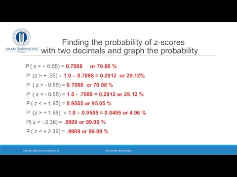 Finding the probability of z-scores with two decimals and graph
