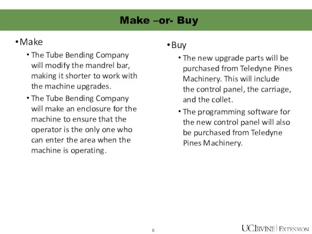 Make The Tube Bending Company will modify the mandrel bar,