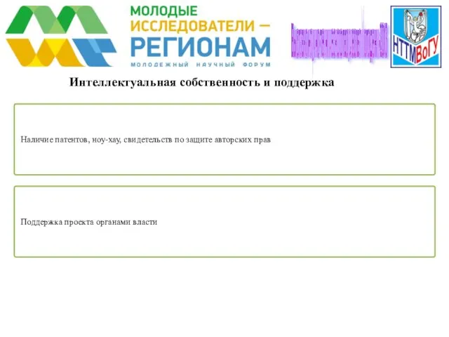 Интеллектуальная собственность и поддержка Наличие патентов, ноу-хау, свидетельств по защите