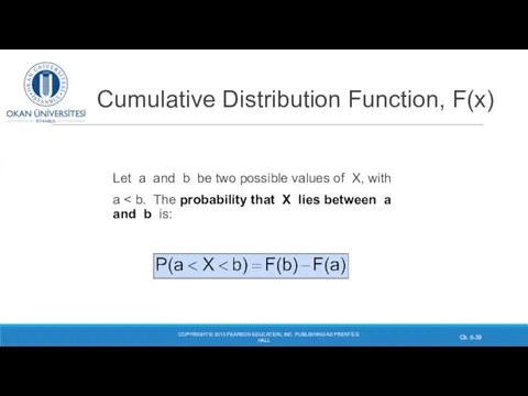 Cumulative Distribution Function, F(x) Let a and b be two