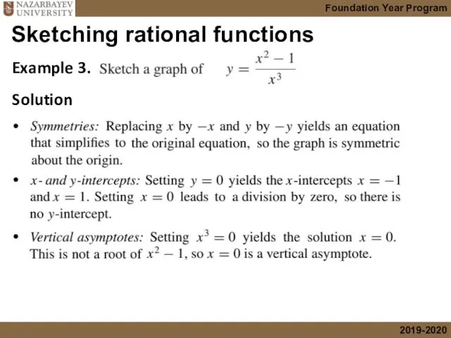 Example 3. Solution Sketching rational functions