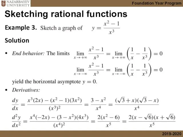 Sketching rational functions Example 3. Solution