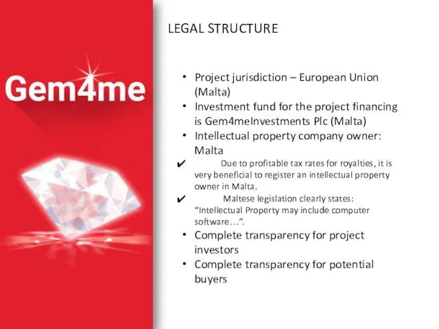 LEGAL STRUCTURE Project jurisdiction – European Union (Malta) Investment fund