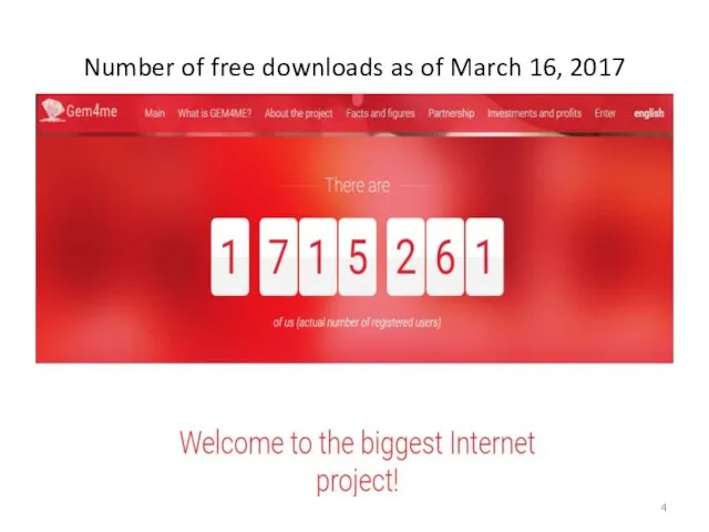 Number of free downloads as of March 16, 2017