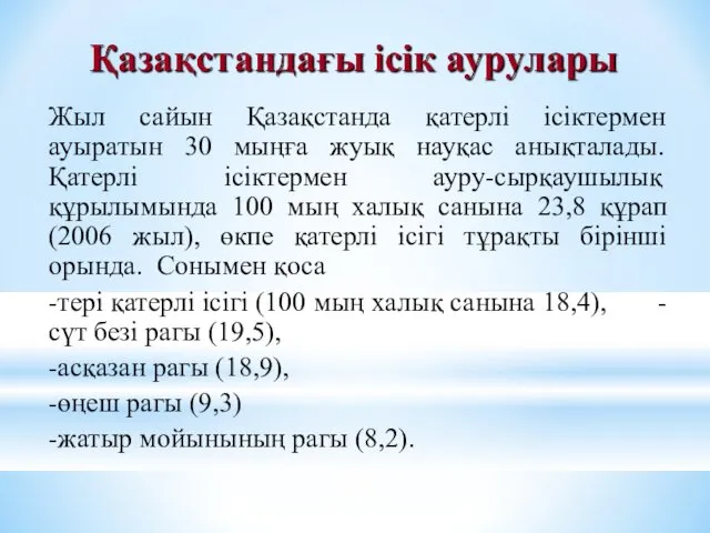 Жыл сайын Қазақстанда қатерлі ісіктермен ауыратын 30 мыңға жуық науқас