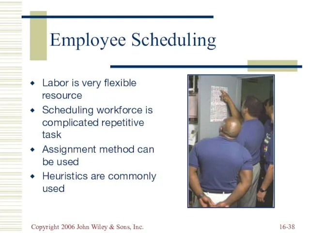 Copyright 2006 John Wiley & Sons, Inc. 16- Employee Scheduling