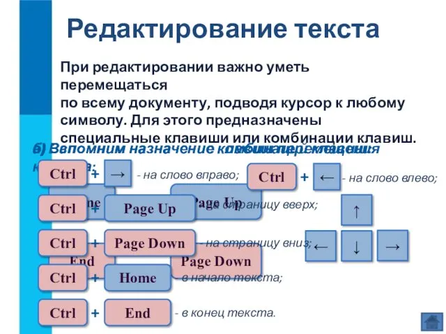 При редактировании важно уметь перемещаться по всему документу, подводя курсор