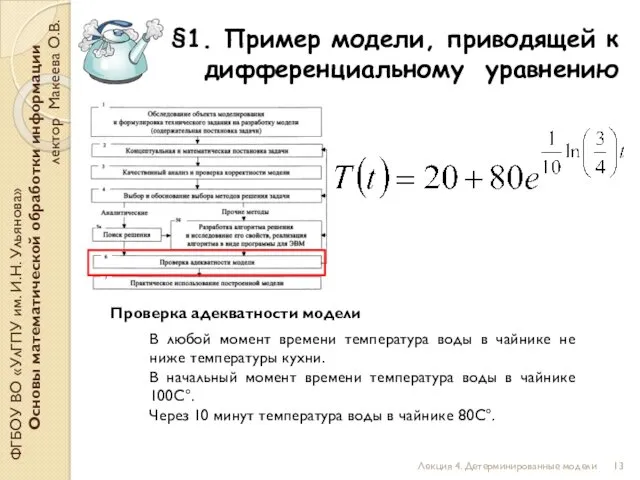 §1. Пример модели, приводящей к дифференциальному уравнению ФГБОУ ВО «УлГПУ