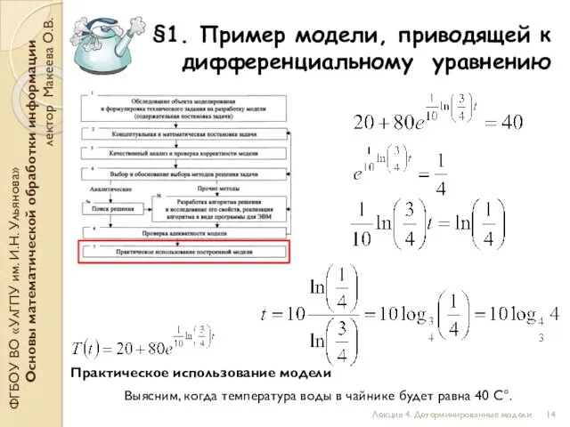 §1. Пример модели, приводящей к дифференциальному уравнению ФГБОУ ВО «УлГПУ