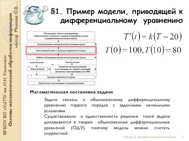 §1. Пример модели, приводящей к дифференциальному уравнению ФГБОУ ВО «УлГПУ