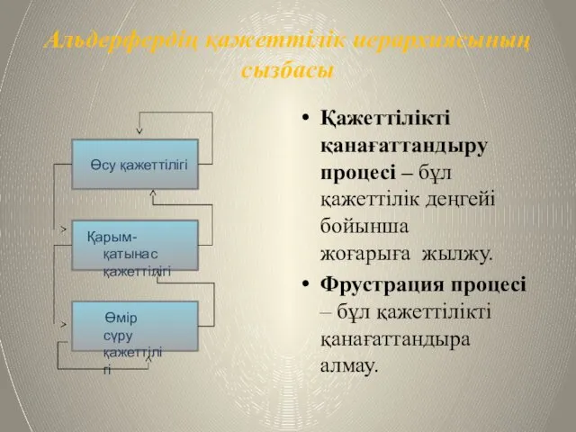 Альдерфердің қажеттілік иерархиясының сызбасы Қажеттілікті қанағаттандыру процесі – бұл қажеттілік