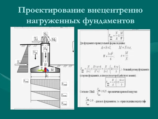 Проектирование внецентренно нагруженных фундаментов