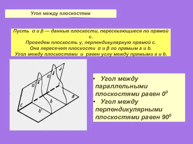 Пусть α и β — данные плоскости, пересекающиеся по прямой